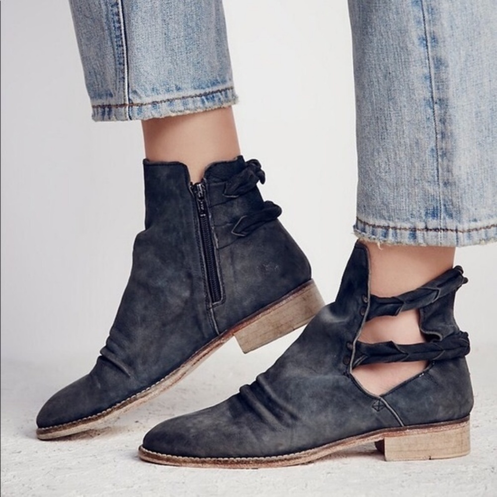 Free People Landslide Ankle Booties Braided Gray
